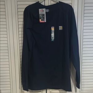 Blue Long Sleeve Tee with Soft Knit Material and Crew Neck